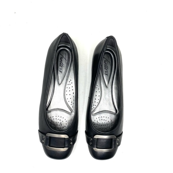 Trotters Sizzle Black Leather Ballet Flats NARROW - Picture 4 of 8